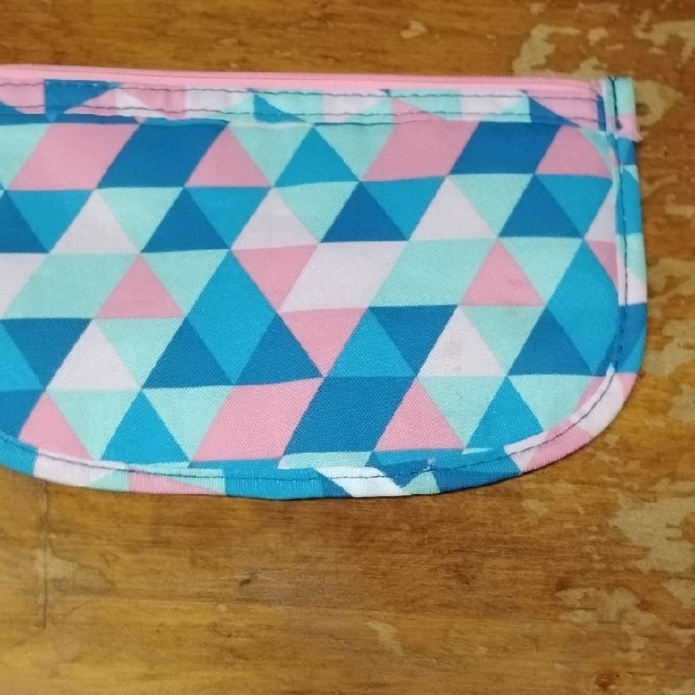 Geometric Pattern Kids Accessory Pouch - Pink, Blue, Green